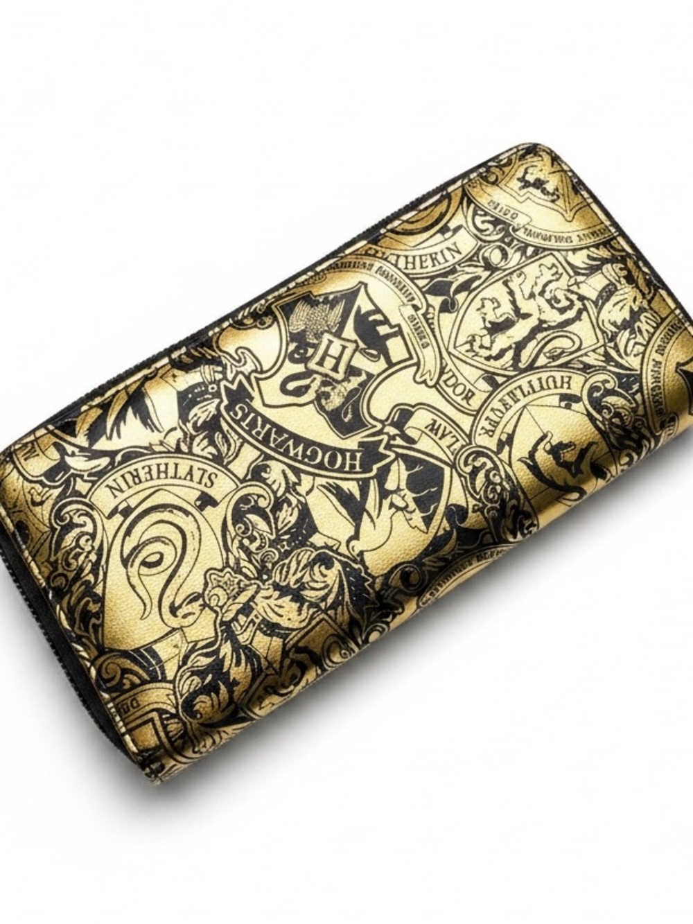 Gold and Black Hogwarts Crest Zip Wallet - Women Bags Wallets
